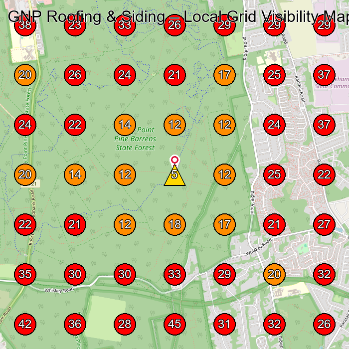 GNP Roofing & Siding GeoGrid visibility map for Roofing Contractor in None